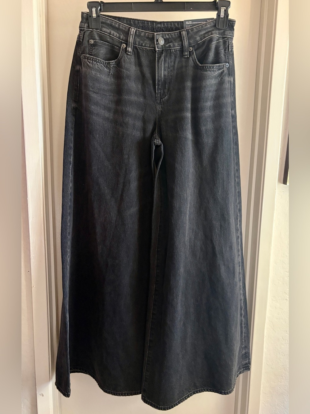 American Eagle AE Baggy A-Line Fit Wide Leg Jeans Black Size 2 Regular 26W NWT